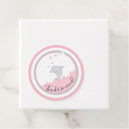 Baby shower Dophin Pink Grey Bedankjes Labels