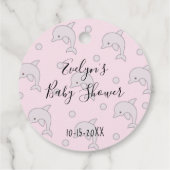 Baby shower Dophin Pink Grey Bedankjes Labels (Achterkant)