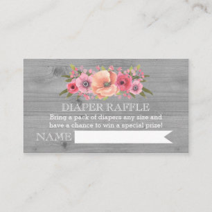 baby shower Draagbare Raffle-kaart Rustic Wood Flo Informatiekaartje