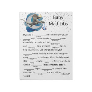 Baby shower Dragon Knight Mad Libs spel Notitieblok