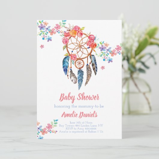 baby shower Dream Catcher Uitnodiging (Staand voorkant)