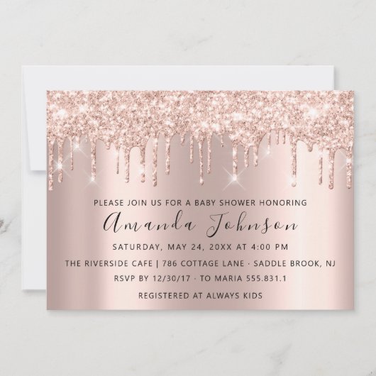 Baby shower drift Glitter Roos Gold Spark Boy Girl Kaart (Voorkant)