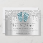 Baby shower drijft Glitter Feet Grey Spark Boy Gir Kaart (Voorkant)