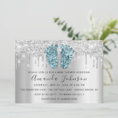 Baby shower drijft Glitter Feet Grey Spark Boy Gir Kaart (Staand voorkant)
