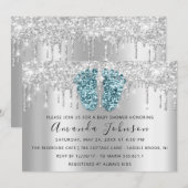 Baby shower drijft Glitter Feet Grey Spark Boy Gir Kaart (Voorkant / Achterkant)