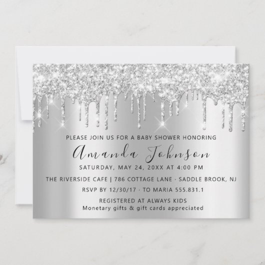 Baby shower drijft Glitter Feet Grey Spark Boy Gir Kaart (Voorkant)