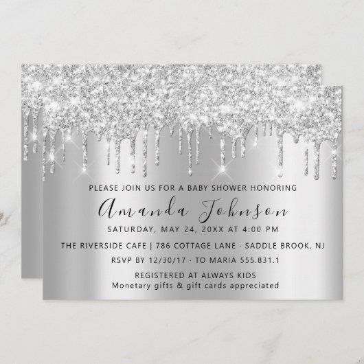 Baby shower drijft Glitter Feet Grey Spark Boy Gir Kaart (Voorkant / Achterkant)