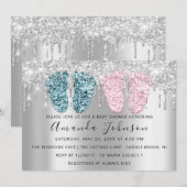 Baby shower drijft glitter Feet Grey Twins Boy Gir Kaart (Voorkant / Achterkant)
