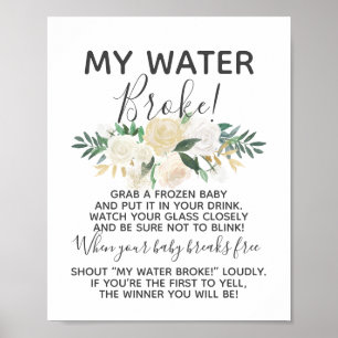 Baby shower drijft mijn waterbroke game-teken poster