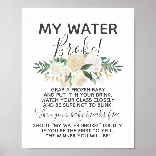 Baby shower drijft mijn waterbroke game-teken poster (Voorkant)