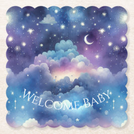 Baby Shower Drink Coaster – Celestial Dreamscape Kartonnen Onderzetters