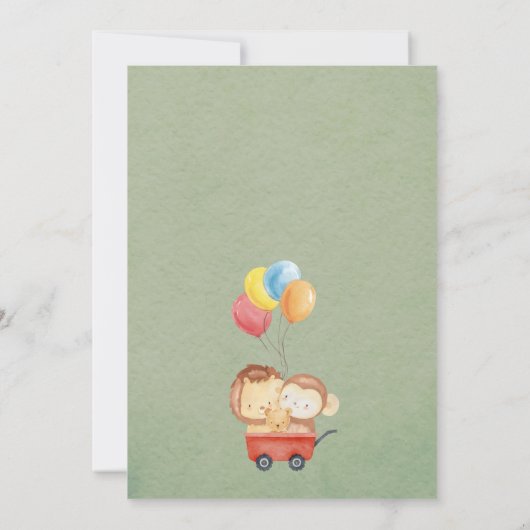 Baby shower "drive-by Woodland Animals Truck" Kaart (Achterkant)