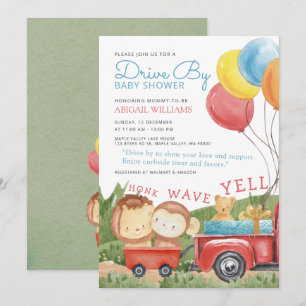 Baby shower "drive-by Woodland Animals Truck" Kaart
