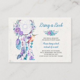 Baby shower Drocatcher Hummingbird Book Request Informatiekaartje