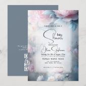 Baby shower- dromerige roze pioen bloemig kaart (Voorkant / Achterkant)