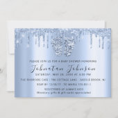 Baby shower droogt blauw schoolmeisje met glitter kaart (Voorkant)