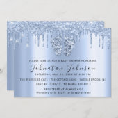 Baby shower droogt blauw schoolmeisje met glitter kaart (Voorkant / Achterkant)