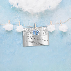 Baby shower droogt blauw ventilator in glitter kaart