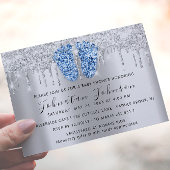 Baby shower droogt Glitter Blue Feet Grey Boy Girl Kaart