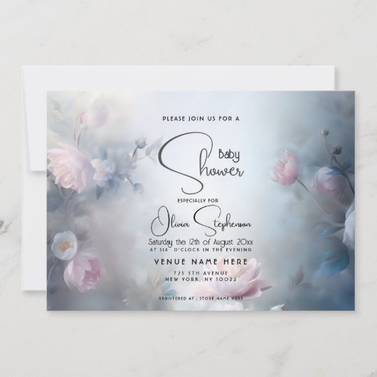 Baby Shower- Droomachtige Bloemige Aarde Kaart (Voorkant)