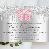 Baby shower druppelt op Glitter Pink Feet Grey Boy Kaart