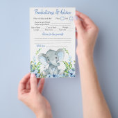 Baby Shower Dubbelspel Jongen Olifant Flyer (Hand)