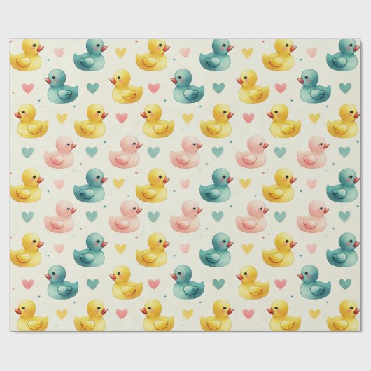 Baby Shower Duck Pattern Wrapping Paper Cadeaupapier (Vlak)