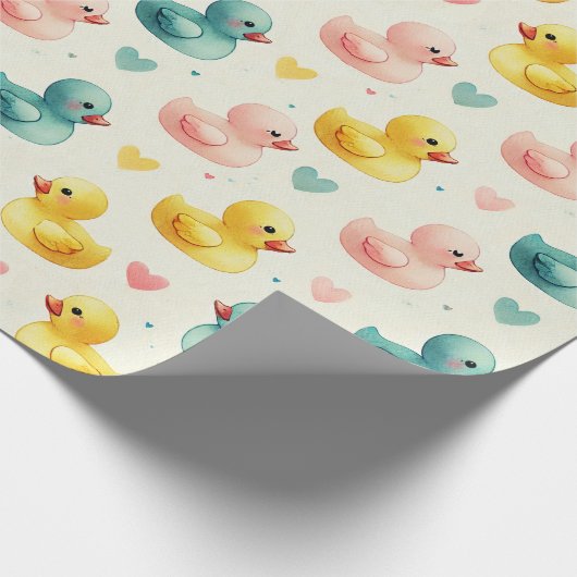 Baby Shower Duck Pattern Wrapping Paper Cadeaupapier (Hoek)