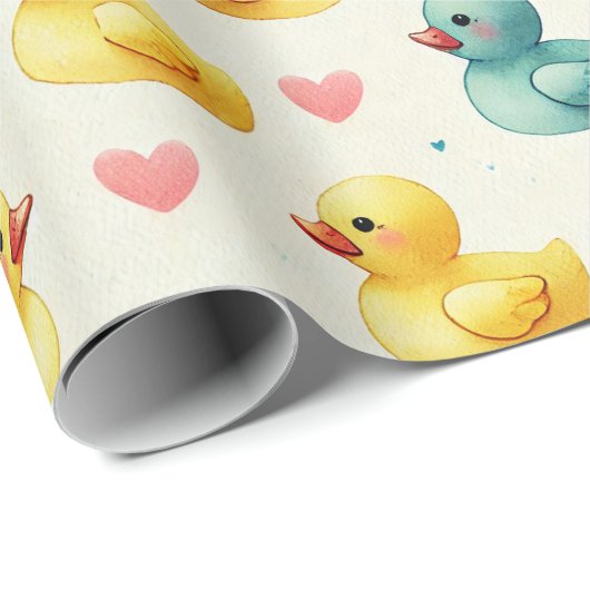 Baby Shower Duck Pattern Wrapping Paper Cadeaupapier (Rol Hoek)