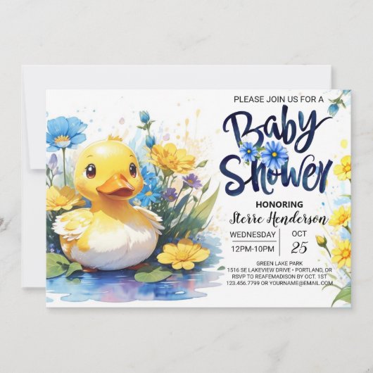 Baby shower Duckling Vijveruitnodiging Kaart (Voorkant)