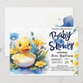 Baby shower Duckling Vijveruitnodiging Kaart (Voorkant / Achterkant)