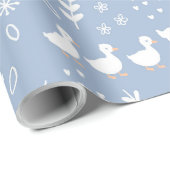 Baby shower Duckling Wrapping Papier in Blauw (Rol Hoek)