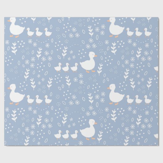 Baby shower Duckling Wrapping Papier in Blauw (Vlak)