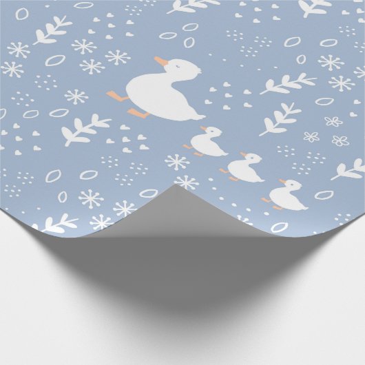 Baby shower Duckling Wrapping Papier in Blauw (Hoek)