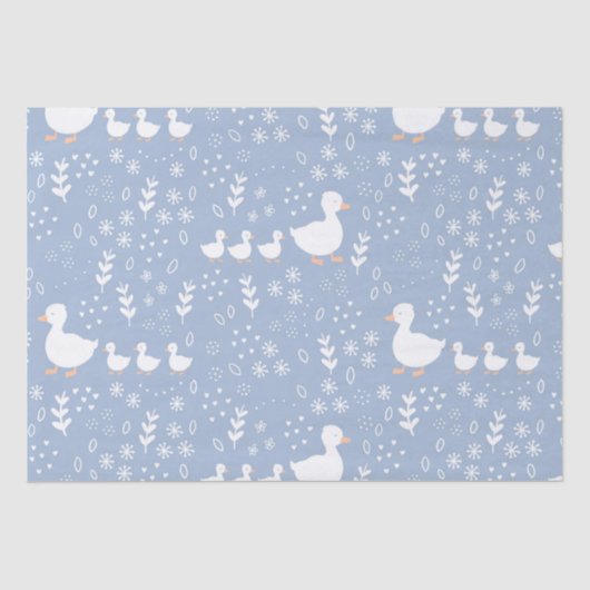 Baby shower Duckling Wrapping Papier in Blauw (Voorkant)