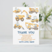 Baby shower Dump Truck Party Bedankkaart (Staand voorkant)