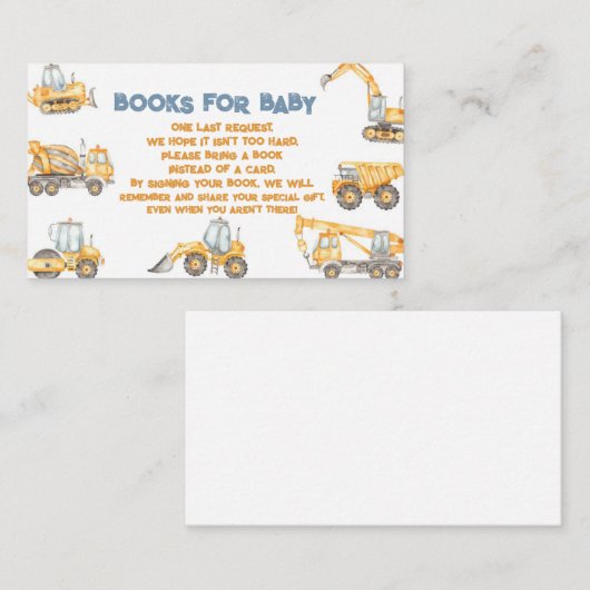 Baby shower Dump Truck Party Informatiekaartje (Voorkant / Achterkant)