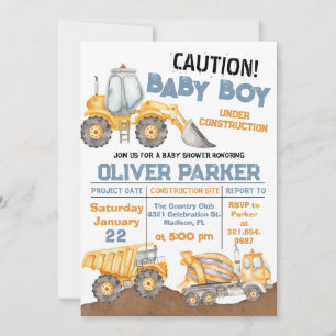 Baby shower Dump Truck Party Kaart