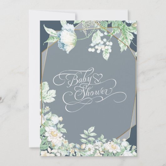 Baby Shower | Dusty Blue Wildflowers Bessen Kaart (Voorkant)