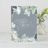 Baby Shower | Dusty Blue Wildflowers Bessen Kaart (Staand voorkant)