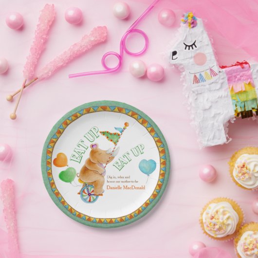 Baby shower Eat Up Circus eenwieler Rhino Art bord (Feest)