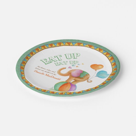 Baby shower Eat Up Circus Stijl Olifant Art bord (Gekanteld)
