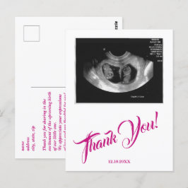 Baby shower echo meisje roze dank u. briefkaart