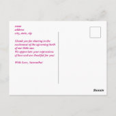 Baby shower echo meisje roze dank u. briefkaart (Achterkant)