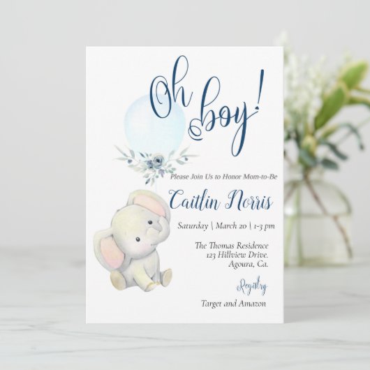 Baby shower, een jongen, Elephant boy Shower (Staand voorkant)