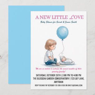 Baby Shower Een Nieuwe Kleine Liefde (Broer of Zus Kaart