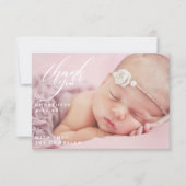 Baby shower één volledig Baby het Manuscript Dank  Bedankkaart (Voorkant)