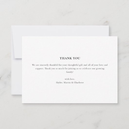 Baby shower één volledig Baby het Manuscript Dank  Bedankkaart (Achterkant)