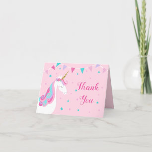 Baby shower eenhoorn roze dank u bedankkaart