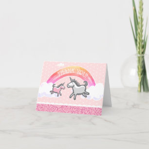 Baby shower eenhoorns regenboog roze bedankkaart